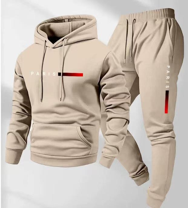 2025 Men's Pullover Hoodie and Jogger Set with Printed Logo