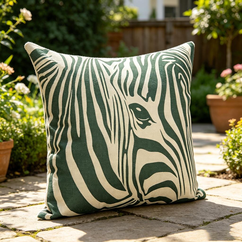 Zebra Print Throw Pillow Cover, Abstract Animal Linen Cushion Cover for Modern Safari Home Decor