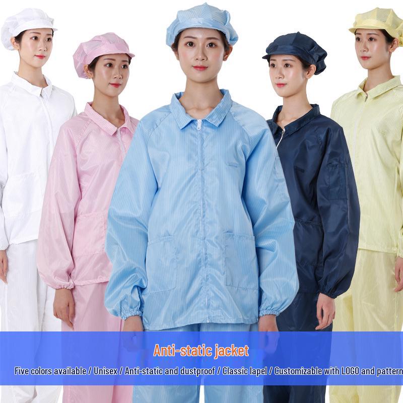 Blue Unisex Dustproof Antistatic Cleanroom Jacket for Electronics and Food Work 2XL; Pink