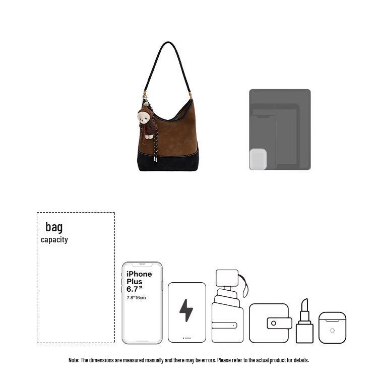 Dam Retro Frostad Mocka Hinkväska - Koreansk Stil Färgblock, Enkel Pendling, 2025 High-End Enkel Axelväska.