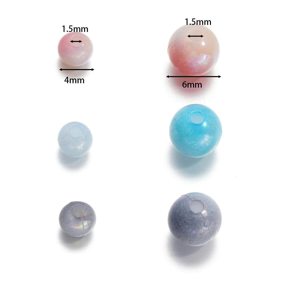 10g 4/6mm Acrylic Aurora Spacer Beads Gradient AB Color Imitation Pearl Round Bead for DIY Bracelet Jewelry Accessories