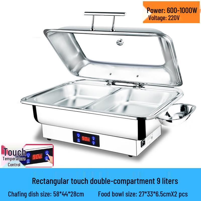 Stainless Steel Electric Buffet Food Warmer with Hydraulic Lid