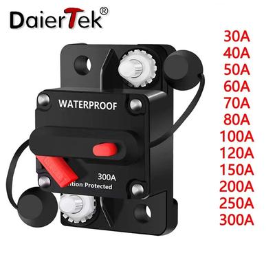 DaierTek 30A-300A Schutzschalter 12V Trolling mit manuellem Rücksteller Boot Manuell Stromschutz für Audio Sicherung Auto 48VDC Wasserdicht