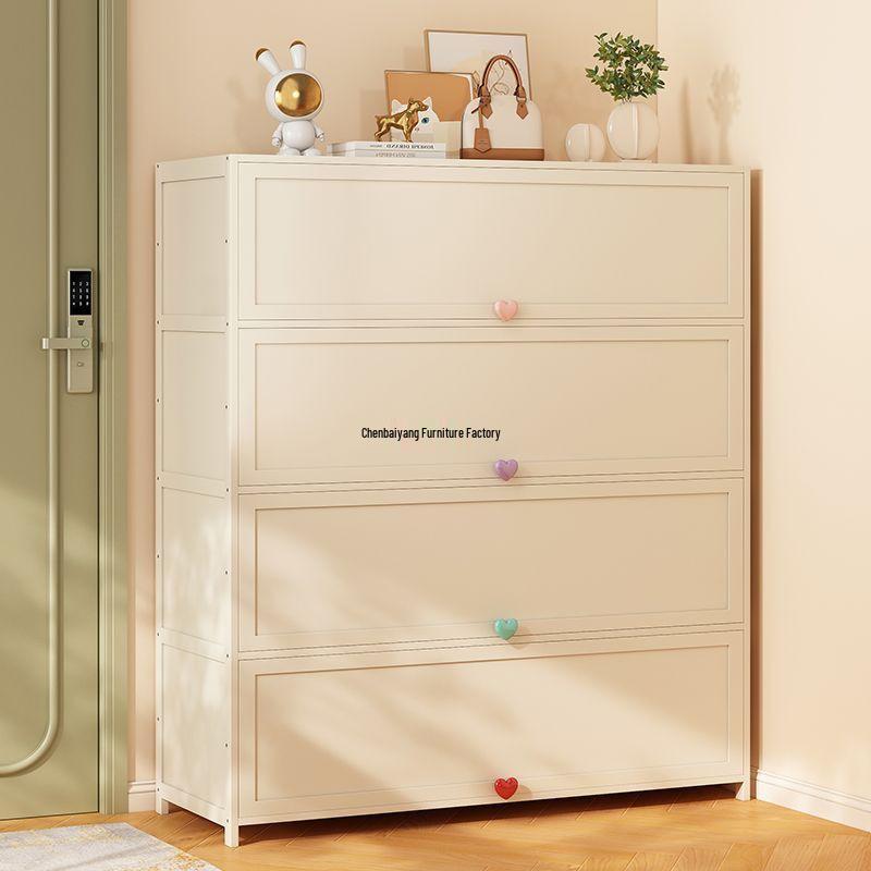 Cream Multi-Layer Off-White Shoe Cabinet - Space-Saving Hallway Storage Rack