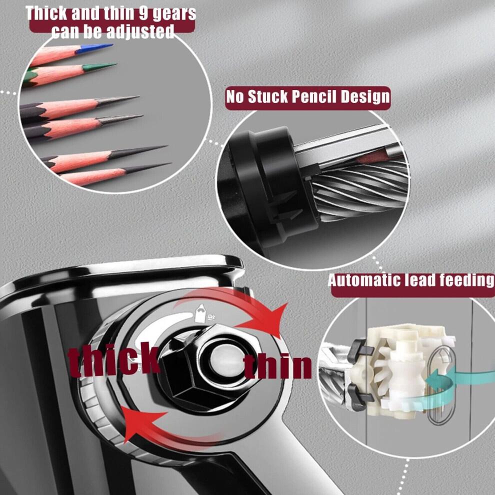 Helix Pencil Sharpener Metal 9 Gears Desktop Rotary Pencil Sharpener for Student