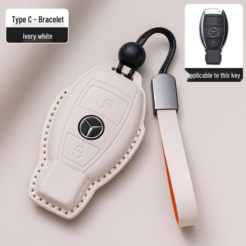 Mercedes-Benz Original Color Nappa Leather Key Case for GLE, GLAC200L, C260L, E300L, E-Class, S-Class, and C-Class.