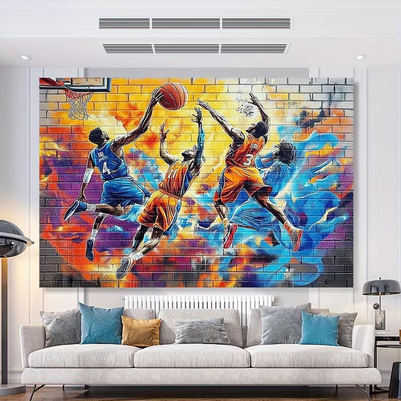 Sfondo 2D Street Art Urbana Giocatore di Basket Stile Hip Hop Graffiti per Servizio Fotografico Bambini