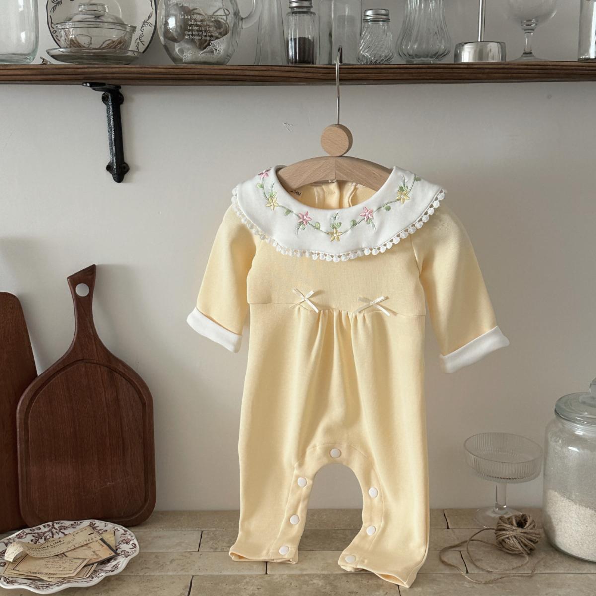 

Autumn New Baby Girls Cute Light Yellow Doll Collar Long Sleeve Crawler Soft Newborn Jumpsuits Clothing Romper Soft Outfits 1-3M жёлтый