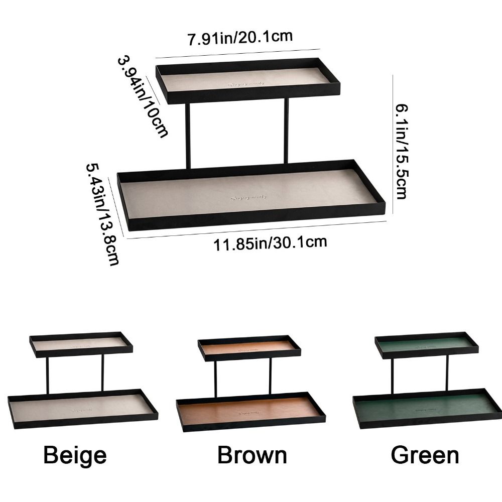 Large Capacity Double Layer Vanity Tray Rectangular Cosmetics Storage Rack Dresser Tray  Entryway