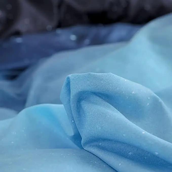 Comforter Night Starry Sky Bedding Set Queen Galaxy Moon Star Blue Gradient Color Comforter Soft Reversible