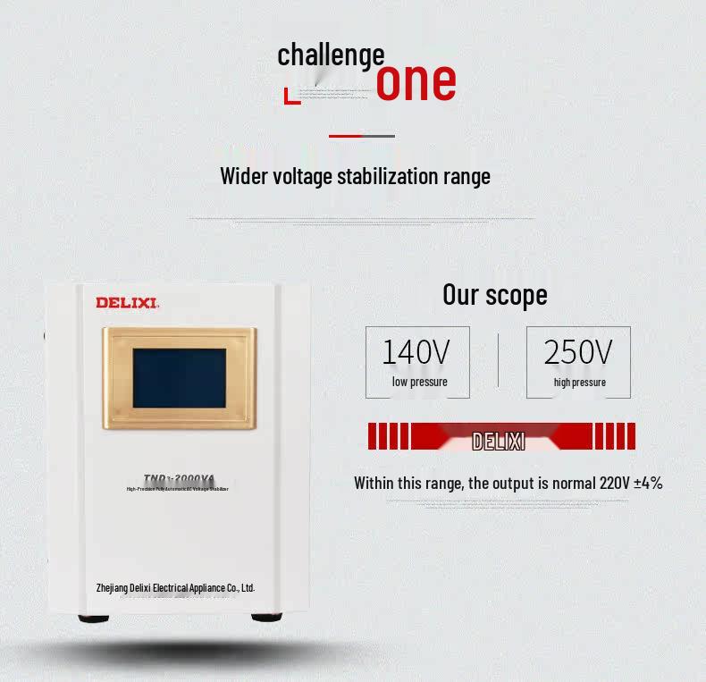 Delixi 220V 2000W Automatic Voltage Stabilizer for AC, Computer, TV, Refrigerator (TND3-2KW)