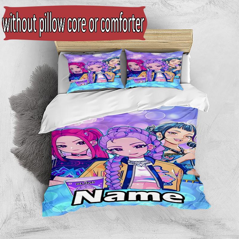 Set copripiumino 3 pezzi (1*Copripiumino + 2*Federe, Senza Nucleo), Set Biancheria da Letto Personalizzato con Nome KPop Cacciatori di Demoni, Decorazione Camera da Letto Casa Regalo