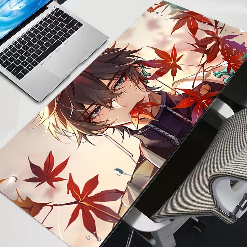 Large Gaming Mouse Pad Antislip Desk Mat Stitched Edges Stylish Aqua Fantasy Anime Print Smooth Surface for PC Laptop