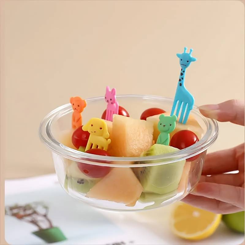 Animal Farm Fruit Fork Mini Cartoon Children Snack Cake Dessert Food Pick Toothpick Bento Lunches Party Decor Random Color