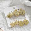 4 Pairs of Metal Ocean Style Stud Earrings Set, Gold Starfish Conch Shell Earrings with Niche Design