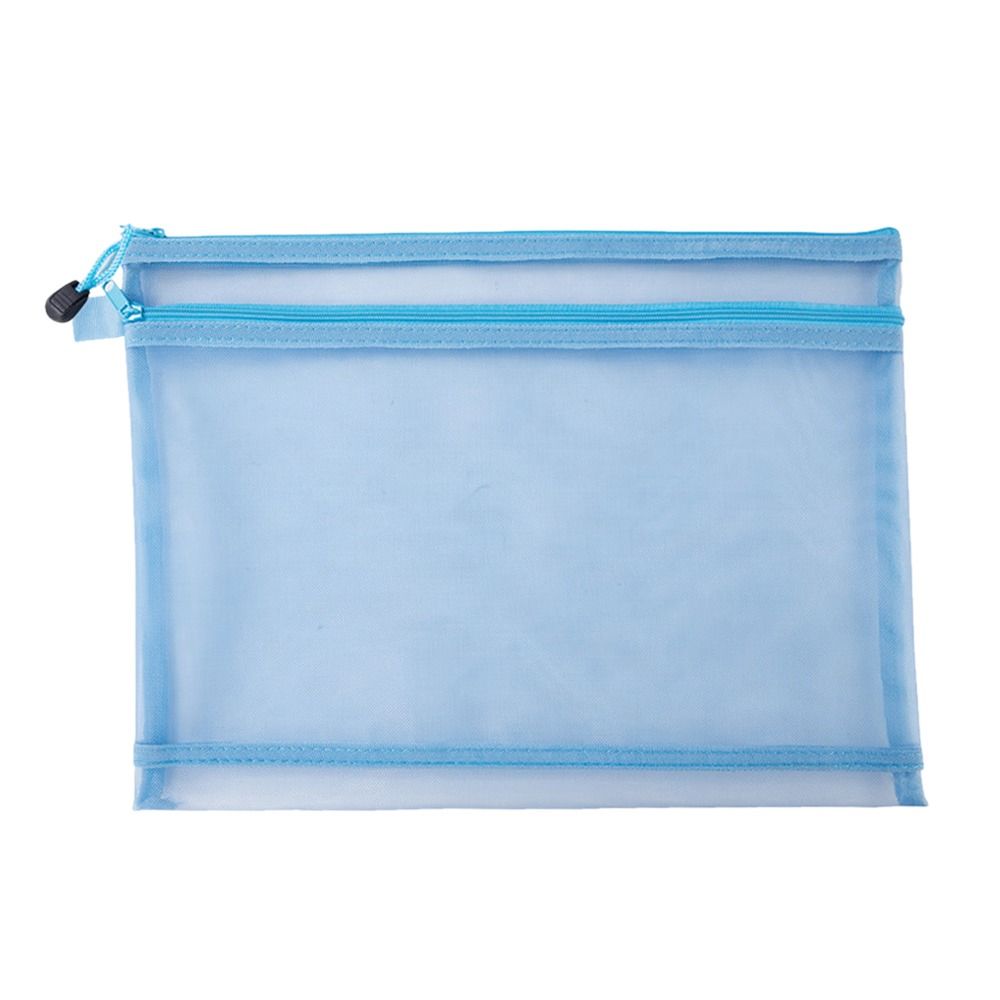 Paper Organizer Zipper Pencil Case Large Capacity Transparent Mesh File Folder Double Pocket