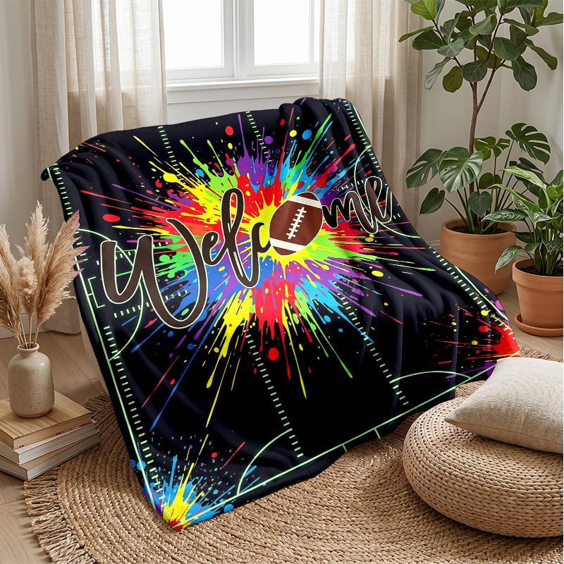 Vibrant Football Artwork Theme blanket Lightweight Warm Flannel Blanket Decorative Throw Blanket for Home Decoration