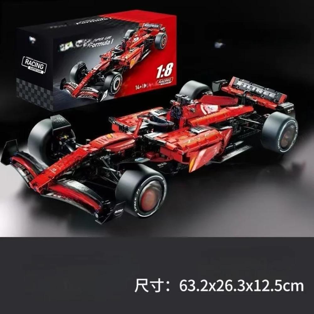 1361 Adet Teknik 1:8 Ölçekli SF-24 Kırmızı Yarış Arabası Yapı Blokları Seti - MOC Süper Araba Model Montaj Oyuncak Doğum Günü Hediyeleri