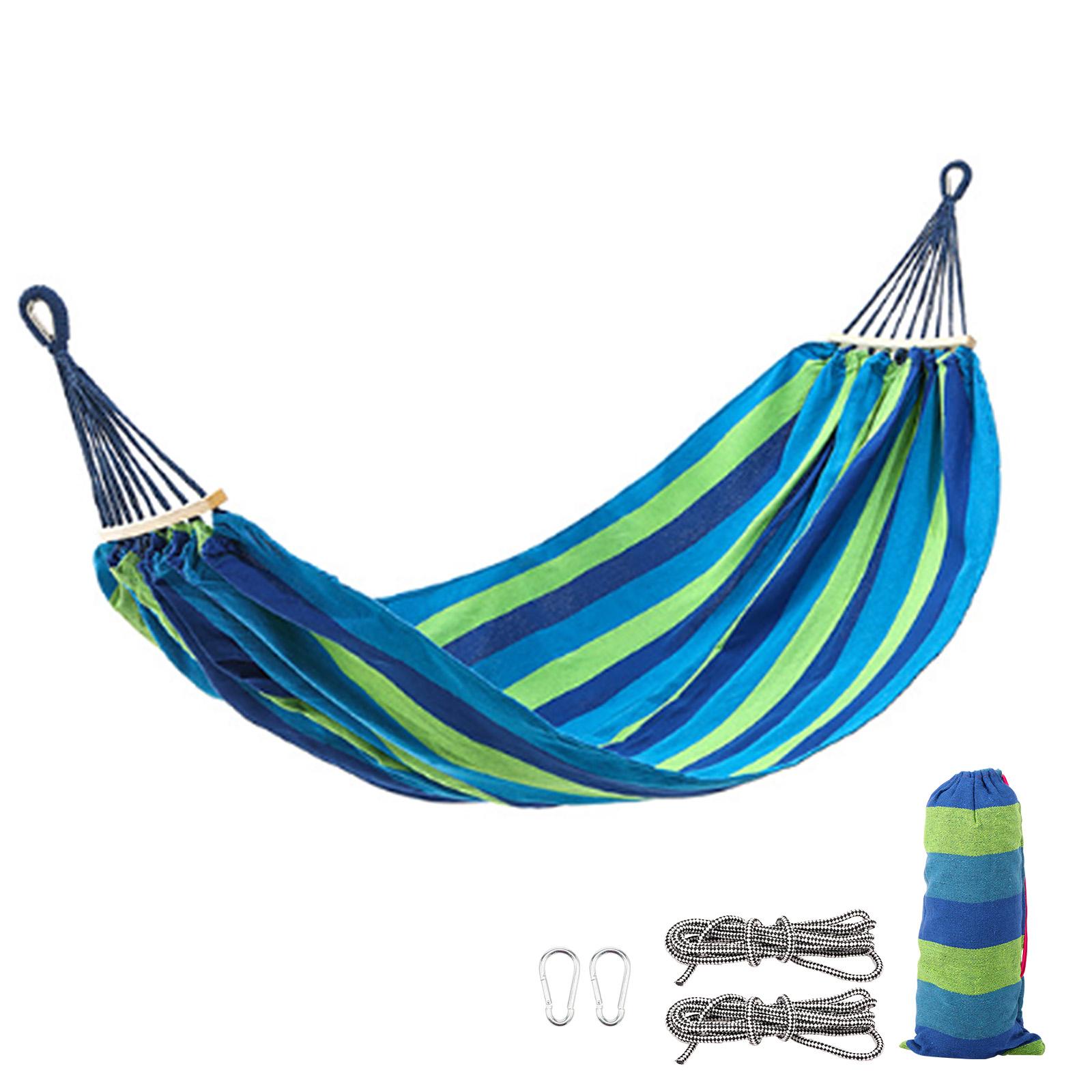 

Outdoor Hammock Camping Swing Large Canvas Three Person Hammock Portable for Picnic Beach Backyard Balcony Patio морская волна