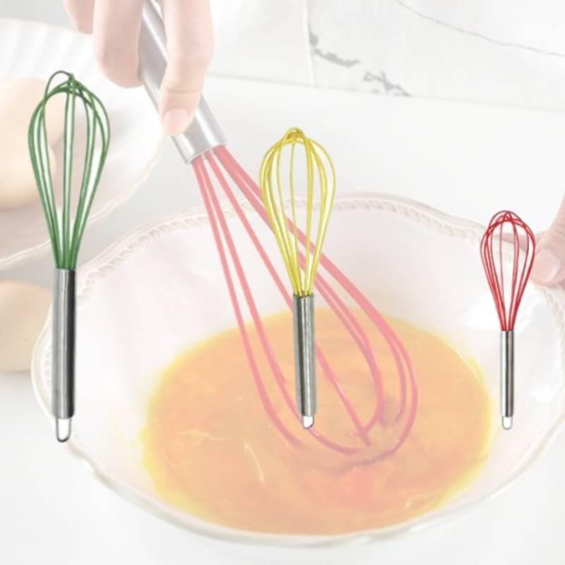 Factory Custom Stainless Steel 304 Egg Beater Cream Whisk Mixer 10 Inch Yellow Silicone