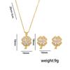 Elegantes Vollkristall vierblättriges Kleeblatt Halsketten- und Ohrstecker-Set, Minimalistischer Titanstahl Schmuck, Modisches Geschenk für Frauen