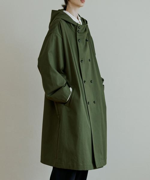 Malen Unisex Trench Hooded Coat Khaki