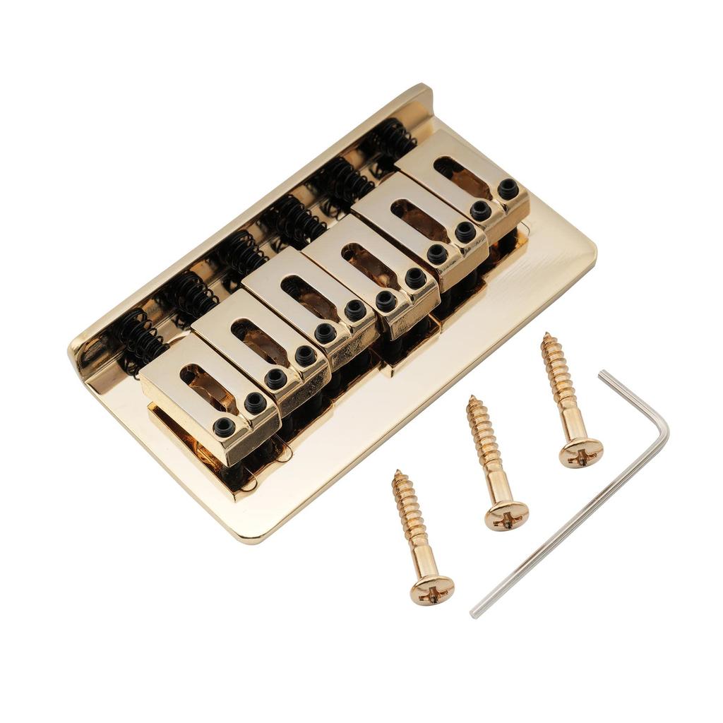 Musiclily Pro 10.8mm Modern Style Hardtail Fixed Bridge for Imported StratTelecaster Electric Guitars, Gold