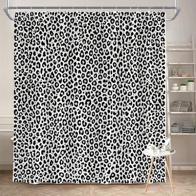 1pc Panther Spot Geometric Pattern Shower Curtain, Modern Realistic Design, 70x 70 Inches, 12 Hook Shower Curtain