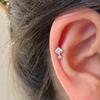 F136 Titanium Alloy Sparkly Tiny Zircon Square Cochlea Cartilage Stud Earring with Internal Thread
