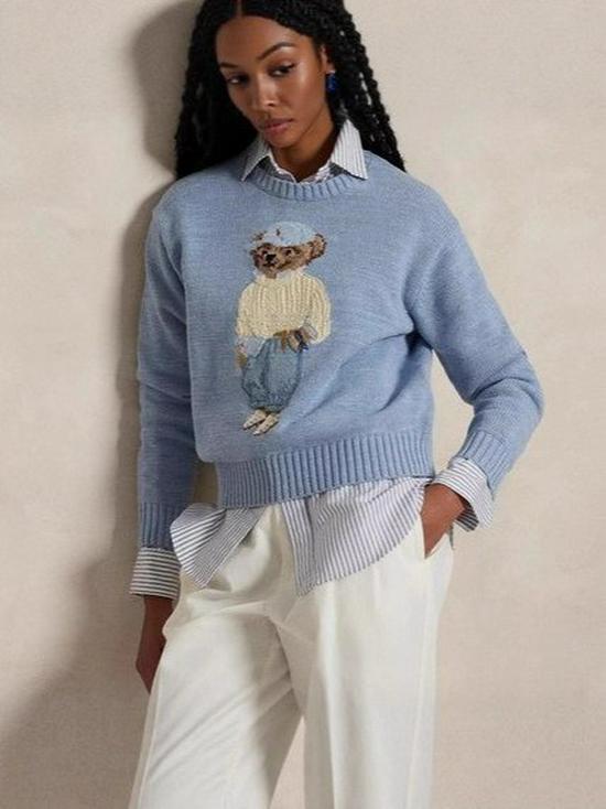 2026 Autumn/Winter Women's Casual Academy Style Bear Sweater