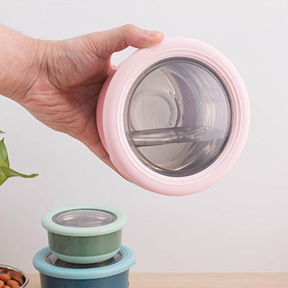Round Stainless Steel Fresh-keeping Box Japanese-style Crisper Lunch Box for Student Kids