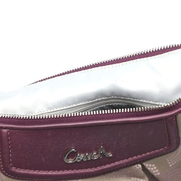 COACH Op art Handbag leather Brown Women F20031 Used