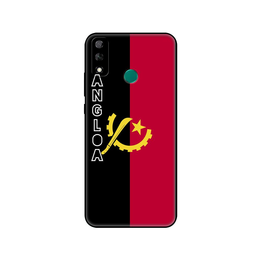 Black Tpu Case For Huawei Y9S Y6S Y8S Y5P Y7P Y8P Case For Huawei Y5 Lite Prime 2018 Y6 2019 Cover Angola Flag