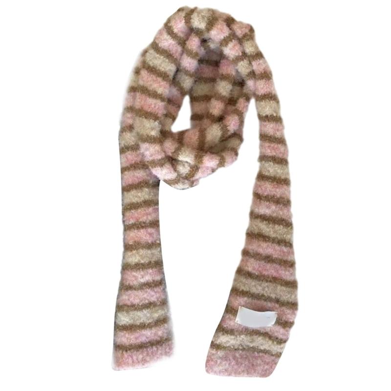 

Вязаный шарф для женщин, длинный узкий пояс, галстук, шейный платок, реквизит для фотосессий для девочек, длинный шейный платок, узкий шарф, галстук розовый