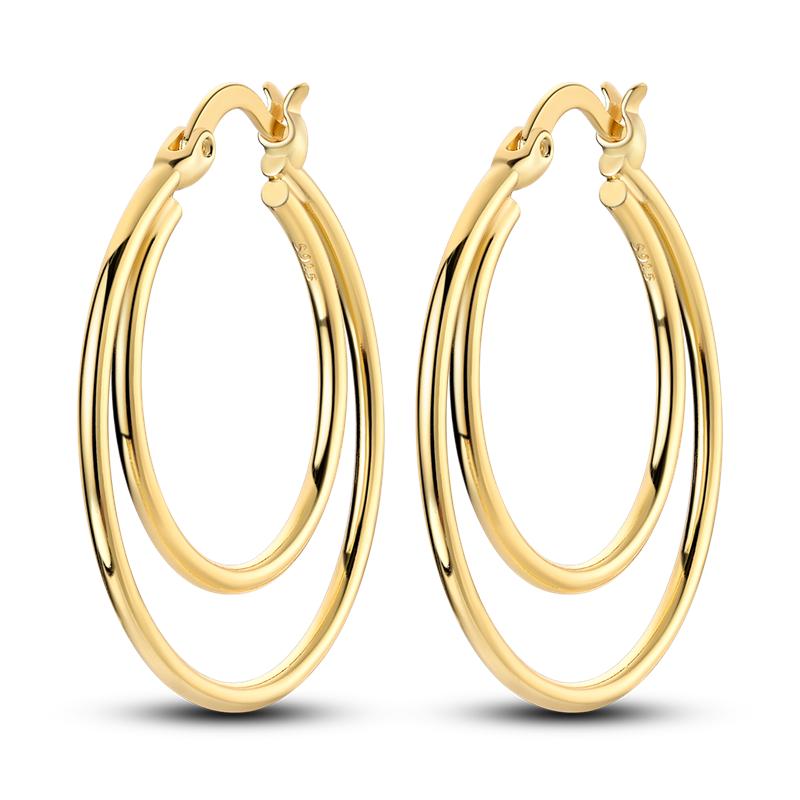 Original 925 Silber Creolen Gold Ohrringe Für Frau Herz Stern Mond Zirkonia Pendientes Modeschmuck