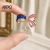 Independence Day Jewelry Bow Brooch Pin Patriotic Rhinestone Lapel Sweater Decorative Pin Cardigan Coat Suit Accessory Gift for 4th of July