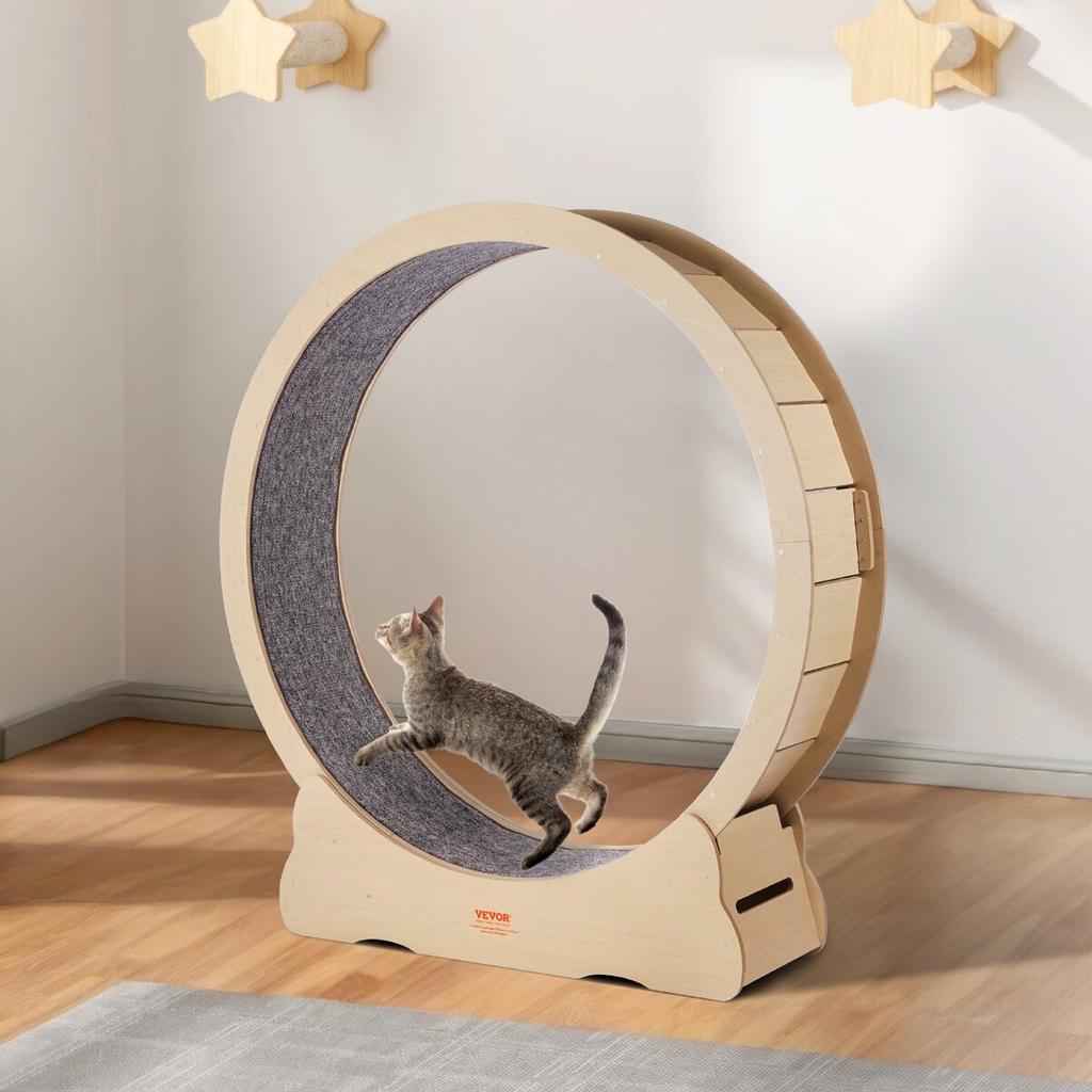 Wooden Cat Exercise Wheel 52" Large Cat Treadmill Wheel for Indoor Cats