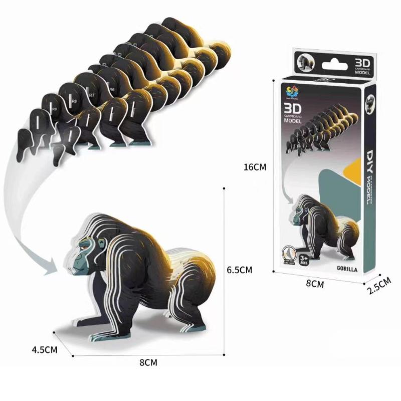 1 Set Kinder Lernspielzeug Montessori Lustiges DIY Manuelle Montage Dreidimensionales Modell Tier 3D Papierpuzzle Spielzeug für Jungen Mädchen