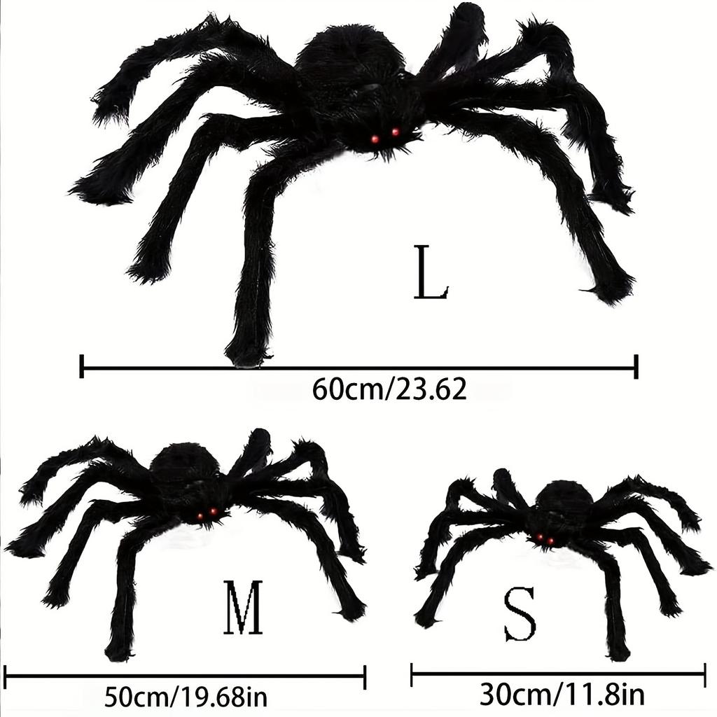 Halloween Extra Large Black Spider, Party Decor Giant Spider Web Prop, Realistic Plush Spider, Suitable for Home Bedroom