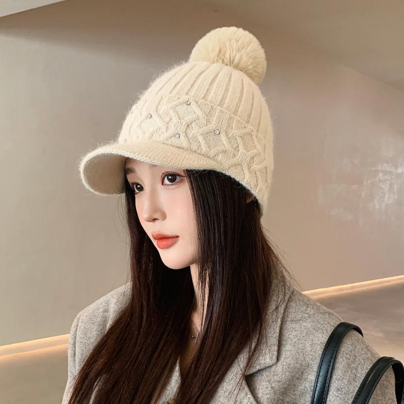 

Шапка вязаная из кроличьего меха, флисовая, теплая, с защитой ушей, бейсболка, для активного отдыха, модная, новая, осень-зима One Size