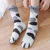 Fuzzy Sleep Socks Warm Cute Cat Plush Socks Stretchy Breathable Winter Indoor Socks