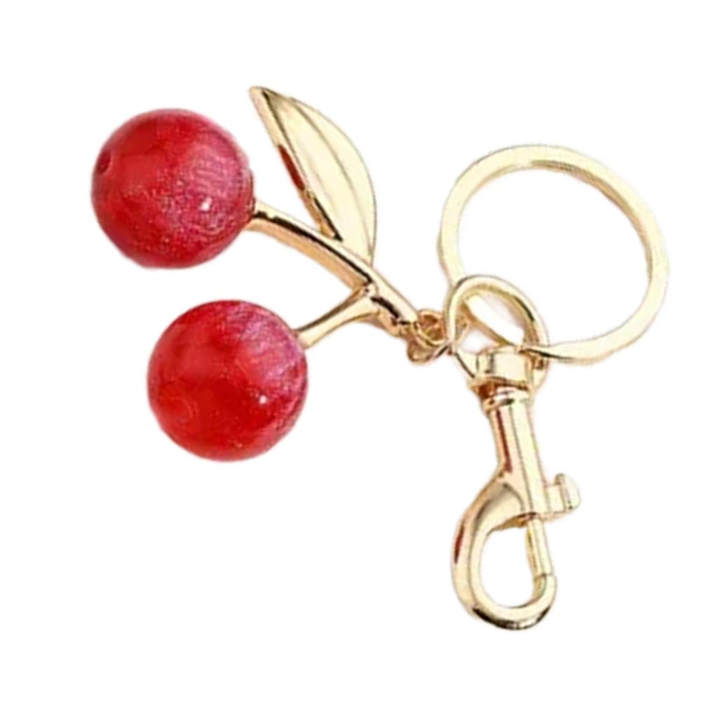 Cherry Hanging Charm Key Ornament Bag Pendant Sparkling Key Jewelry Alloy Resin Texture for Friend and Fashion Lover