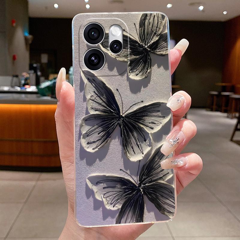 For OPPO Reno 15F 5G Case CPH2801 Clear Fashion Butterfly Flower Soft TPU Silicone Cover For OPPO Reno15 F Reno 15 FS Phone Case