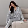 Women's Ice Silk Pajama Set: Spring & Autumn Long Sleeve, Light Luxury Style, Suitable for Indoor & Outdoor Wear.