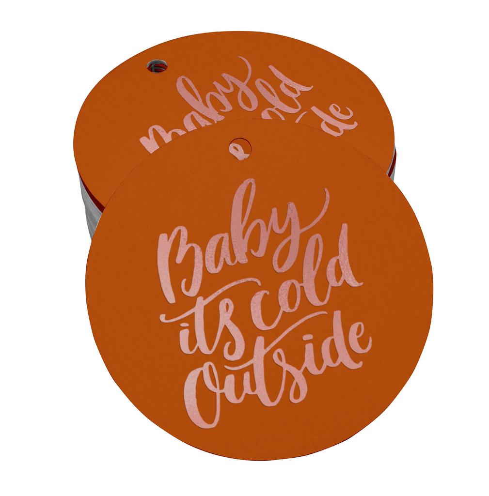 Inkdotpot Real Gold Foil Baby It's Cold Outside Baby Shower Tags Favor Hang Paper Tags 100