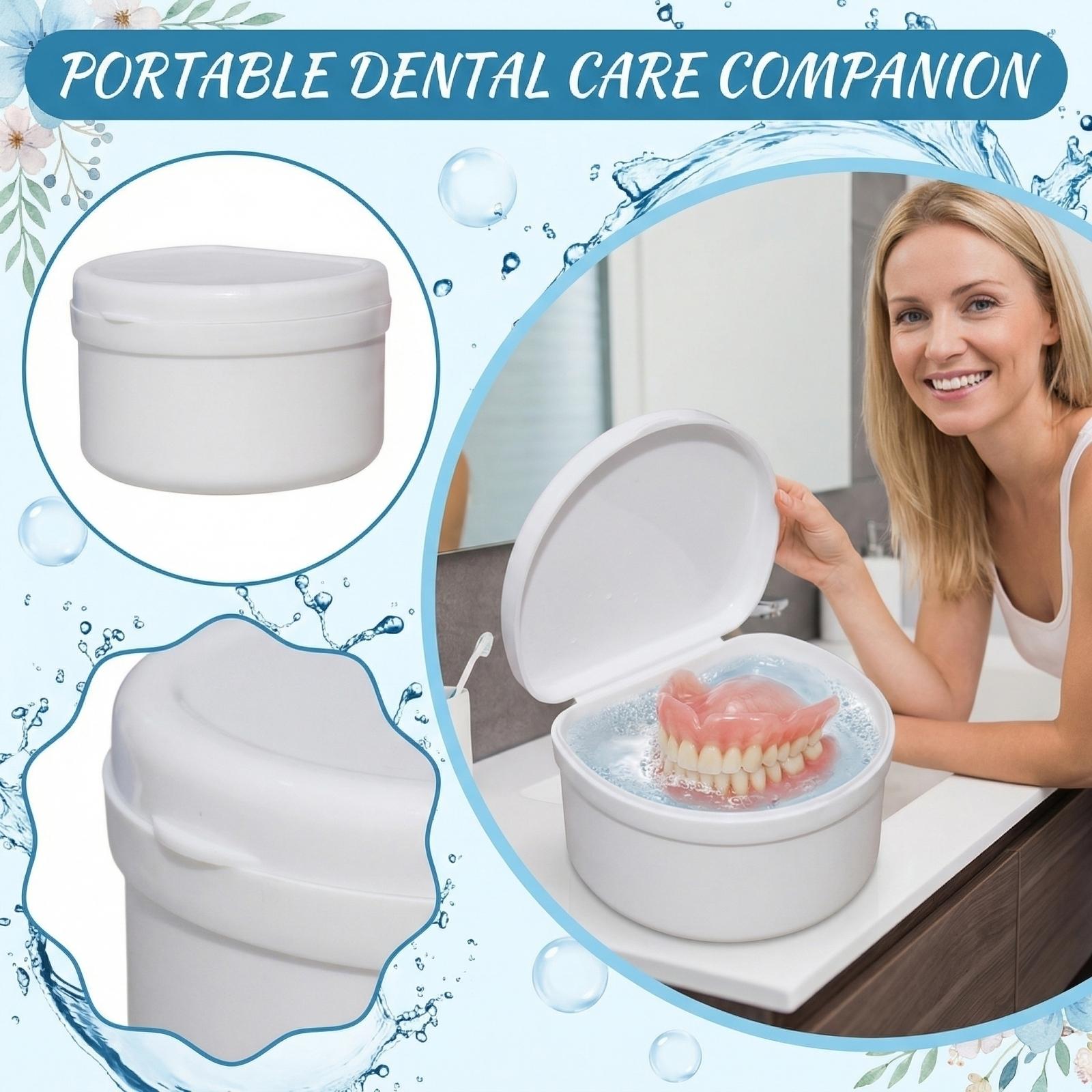 

Portable Braces Cleaning Box Denture Cleaner Portable Teeth Box one size білий