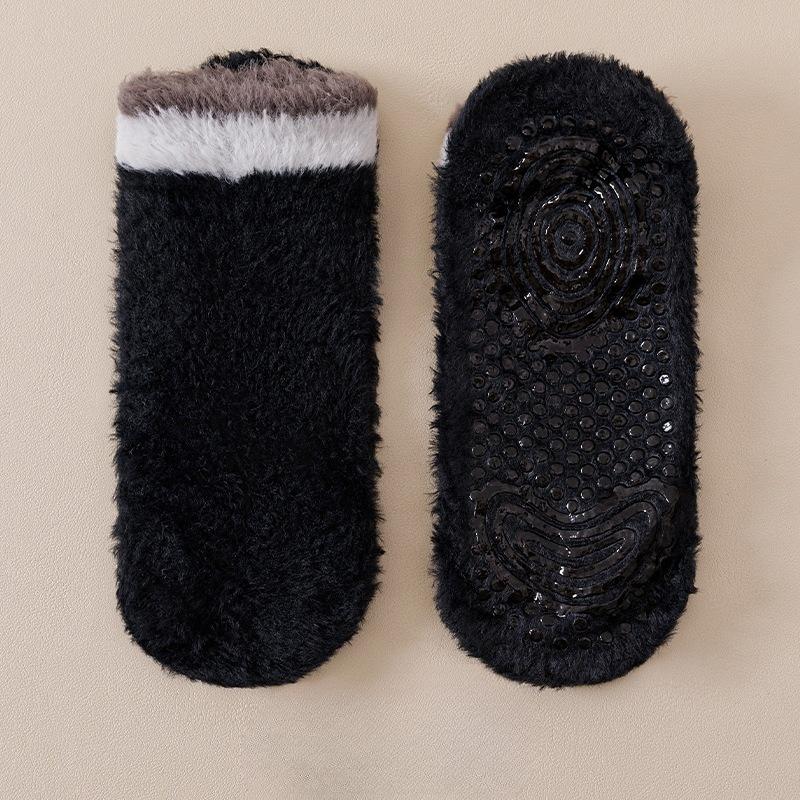 Winter and Autumn Thick and Warm Floor Socks - Synthetic Felt Short Sleeve Anti-Slip Socks In Colorful Design - Non-Fluffy and Suitable for Sleeping