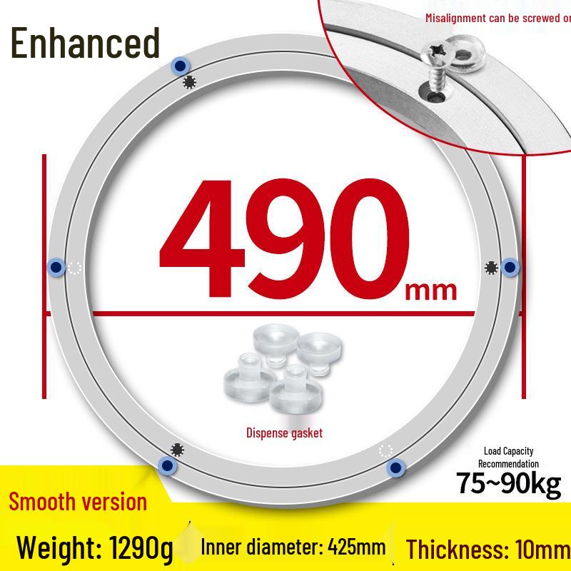 Round Marble Wooden Dining Table with Silent Aluminum Lazy Susan and Rotating Base