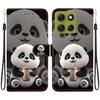 Handmade PU Leather Flip Case for Motorola Moto G86 Anti-Slip Shockproof Cover with Wrist Strap & Heart/Rose Cat Designs