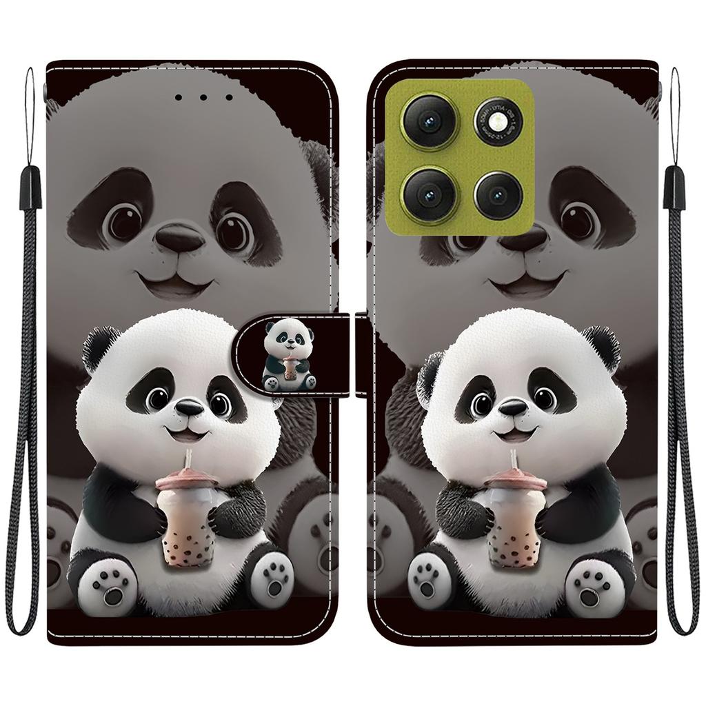 Handmade PU Leather Flip Case for Motorola Moto G86 Anti-Slip Shockproof Cover with Wrist Strap & Heart/Rose Cat Designs